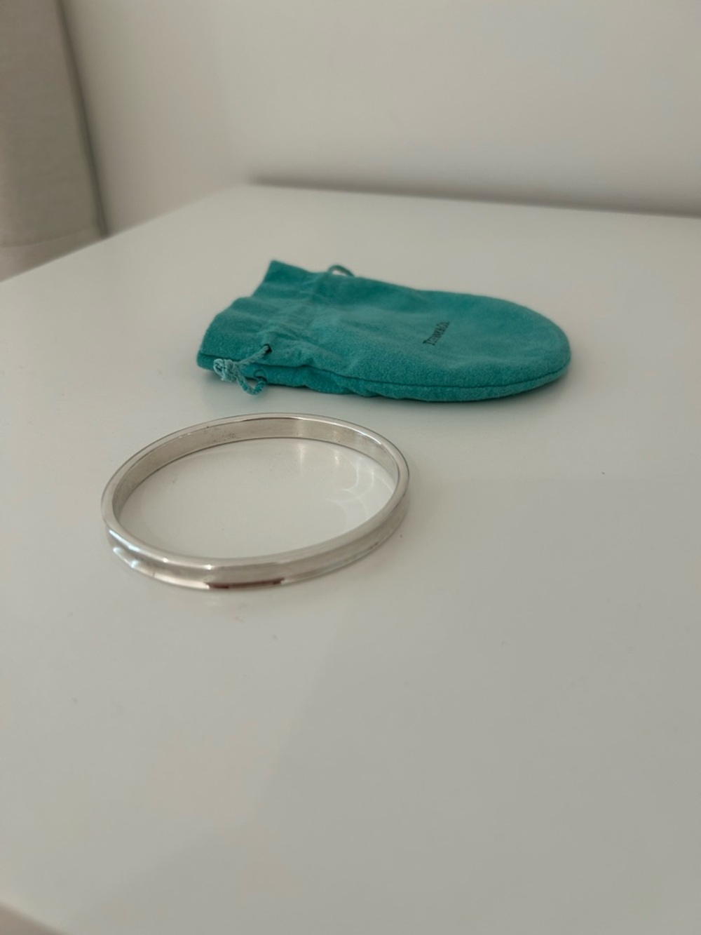 Tiffany & Co. Sterling Silver Bangle with Tiffany Blue Pouch - Picture 2 of 5